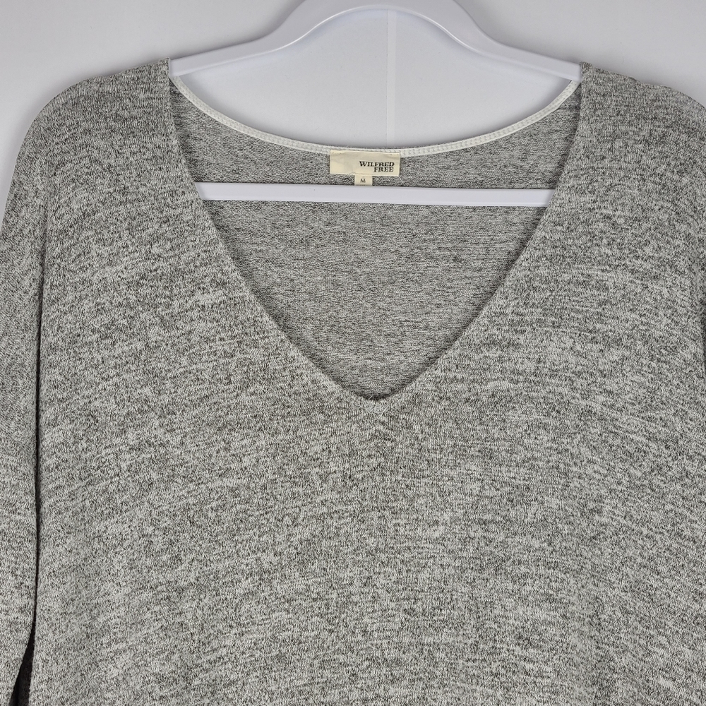 Wilfred Free Aritzia Gray Gail v-neck long sleeve  dress, sz M - Picture 5 of 9
